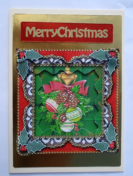 Christmas Door Knocker 2 Spiral Wavy Edge Stacker Card Front by Janet Maureen Harvey