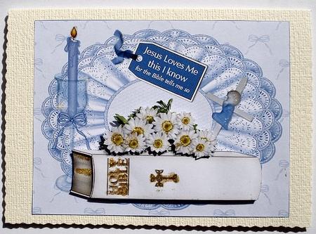 Baby Boy Christening Decoupage by Janet Maureen Harvey