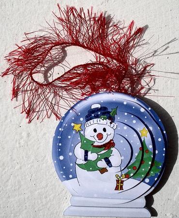 3D Xmas Snowman Snow Globe Shaped Tree Decoration by Janet Maureen Harvey