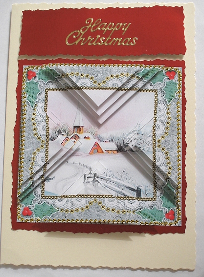Christmas Snow Village Lace Mini 4in Triangle Stacker by Janet Maureen Harvey