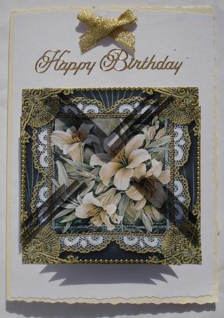 White Lillies Vintage Lace Mini 4in Triangle Stacker by Janet Maureen Harvey