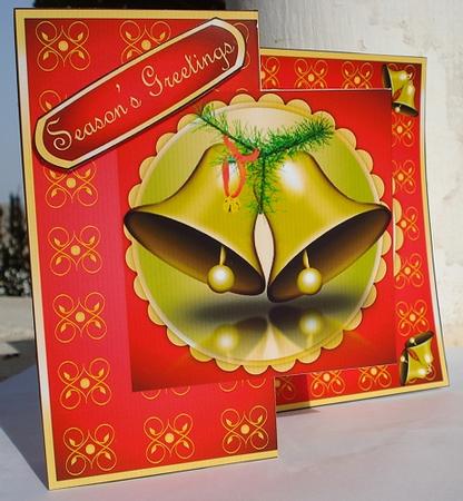 Christmas Bells Fold Back in Red by Janet Maureen Harvey