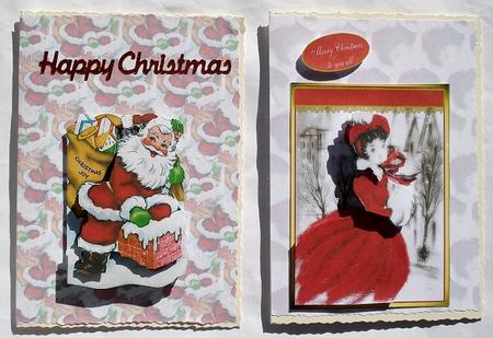 2 Card Sheet Santa and Christmas Girl by Janet Maureen Harvey