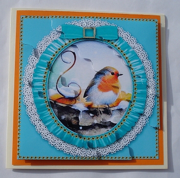 Christmas Robin 1 Duo Corner Wavy Sq Stacker by Janet Maureen Harvey