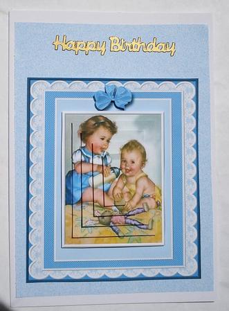 Feeding the Baby Card Front with Pyramid by Janet Maureen Harvey