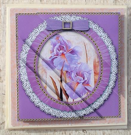 Purple Iris Ruffle Duo Corner Sq Stacker by Janet Maureen Harvey