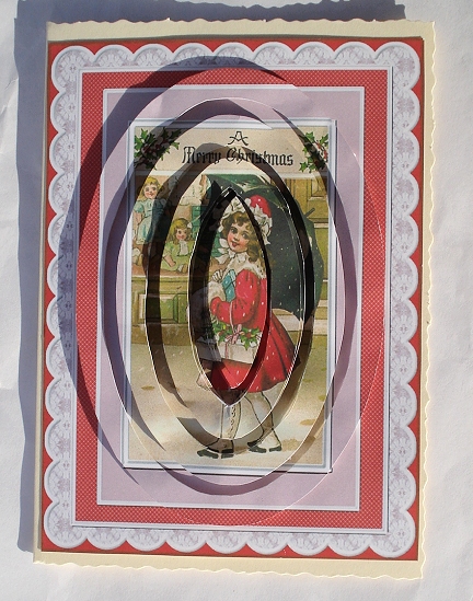 Girl in Red Coat 2 Concentric Pyramid Panel by Janet Maureen Harvey