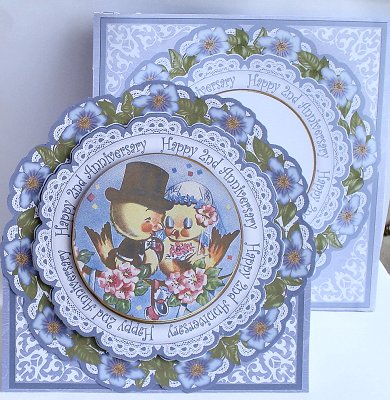 Love Ducks Blue 2nd Anniversary 3D Picture Doily C & E Kit by Janet Maureen Harvey