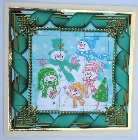 Snowman Family 5inch 3D Paper Weaving Sheet by Janet Maureen Harvey