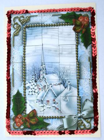 Blue Church Holly 7x5inch 3D Paper Weaving Sheet by Janet Maureen Harvey