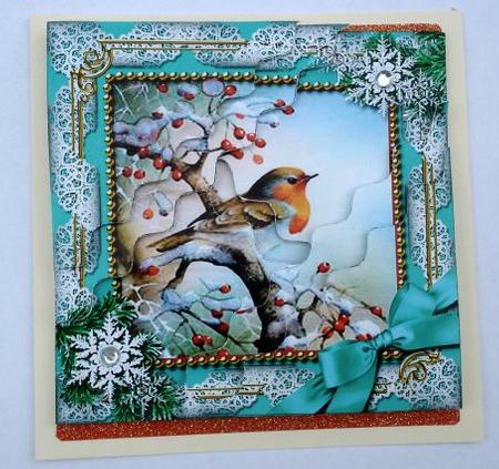 Robin 1 Snow 5in Scallop Triangle Corner Stacker by Janet Maureen Harvey