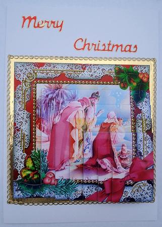 We 3 Kings Holly 5in Square One Corner Stacker by Janet Maureen Harvey