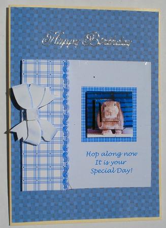 Lop Eared Bunny Rabbit Special Day Double Pyramid Card Cute by Janet Maureen Harvey