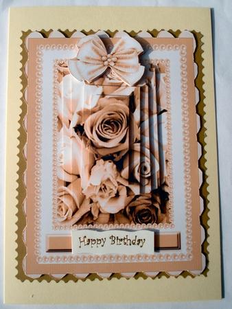 Happy Birthday Pearl Roses Apricot by Janet Maureen Harvey