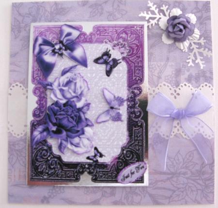 Lavender Frame Roses and Butterflies by Janet Savage