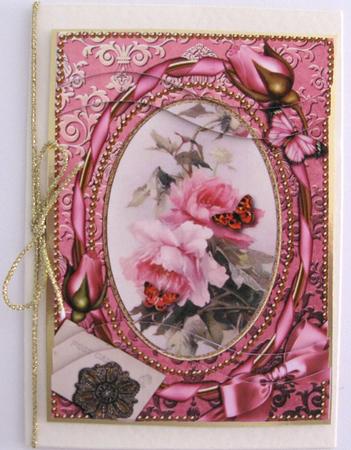 Pink Rose Butterflies 7x5in Swirvey Top and Bottom Stacker by Janet Savage