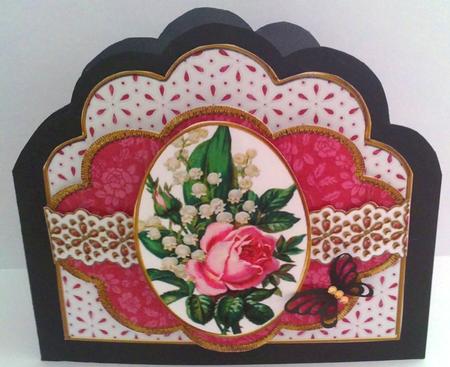 Rose Lily Anglaise Scalloped 3D Decoupage Card Kit by Janet Savage