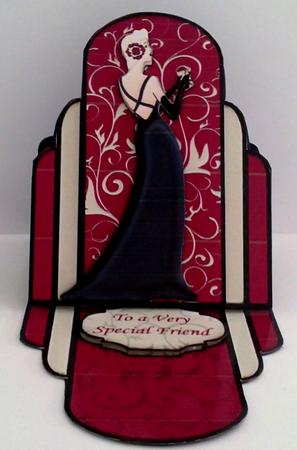 Art Deco Lady Easel Card Kit in Burgundy by Janet Savage