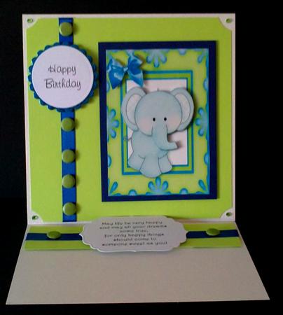 Little Elephant in Floral Frame by Janet Savage