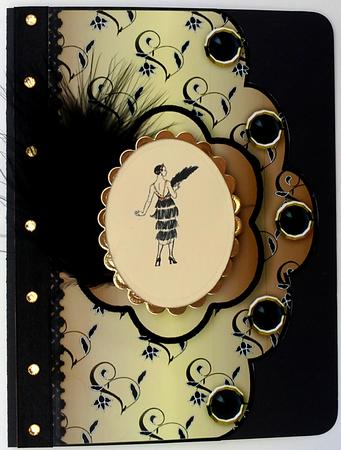 Floral A4 Scallop Edge 'n Lace Card Front - Bronze by Janet Savage