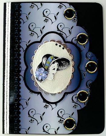Floral A4 Scallop Edge 'n Lace Card Front - Lavender by Janet Savage