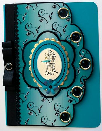Floral A4 Scallop Edge 'n Lace Card Front - Leaf Green by Janet Savage