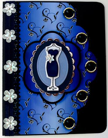 Floral A4 Scallop Edge 'n Lace Card Front - Purple by Janet Savage