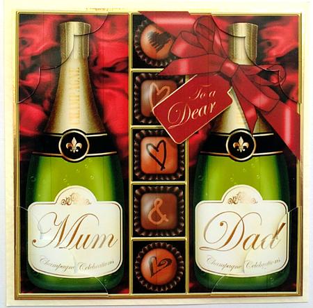 8 x 8 Mum N Dad Champers N Chocs Scalloped Corner Topper by Janet Savage