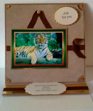Tiger Pyramid Card Front by Janet Savage