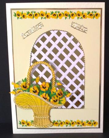 Yellow Pansy Basket - Trellis Card Kit by Janet Savage