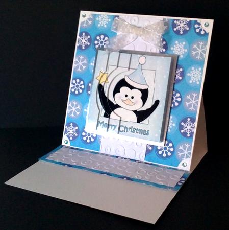 Christmas Penguin Circular Side Stacker by Janet Savage