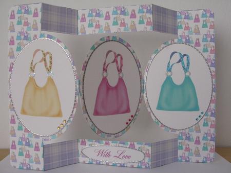 Handbags Oval Folded Pop Out Card by Janet Savage