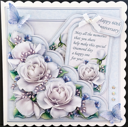 Square Scallop Pocket Silver Roses Wedding or Anniversary by Janet Briggs