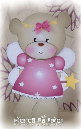 Fairy Bella Teddy Shaped Card by Janet Roberts