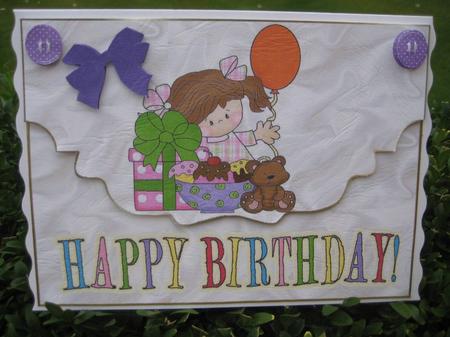 Little Girls Birthday on Scalloped Envelope by Janette Ellison