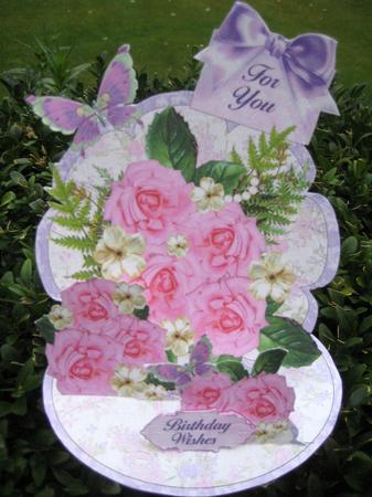 Mini Easel Tableau 3D Card - Pink Roses by Janette Ellison