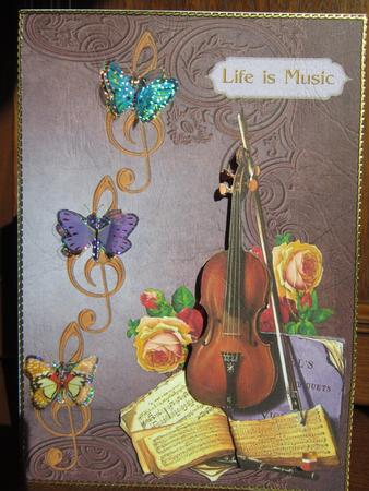 Vintage Life is Music Male Card by Janette Ellison