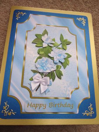A4 Plaque Card Front - Blue Gardenias by Janette Ellison