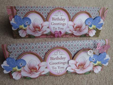 Pink Magnolia Birthday Greetings Large Dl Decoupage Card Kit by Janette Ellison