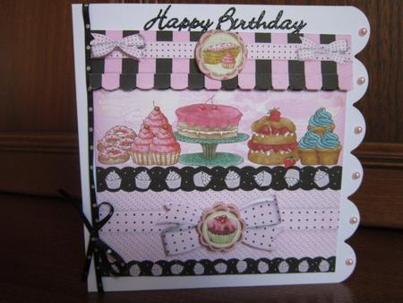 Cupcake and Polka Dot Birthday Card Front by Janette Ellison