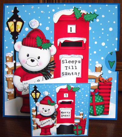 3D Xmas Teddy Ed Sleeps Till Santa Countdown Moveable by Janette Ellison