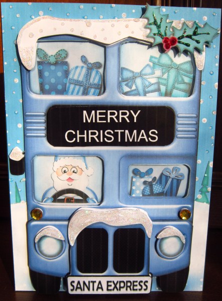 Xmas Santa Express Merry Christmas A5 3D Decoupage by Janette Ellison