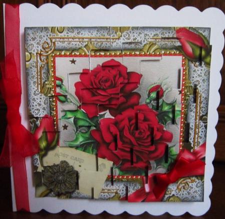 Beautiful Red Roses 5in Zig Zag Triangle Stacker by Janette Ellison