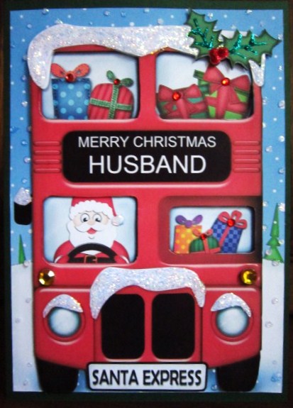 Xmas Santa Express Husband A5 Quick Card 3D Decoupage by Janette Ellison