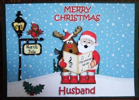Xmass Singing Santa & Rudolph Husband Chocolate Wrapper by Janette Ellison