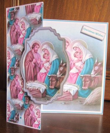 Nativity Vintage Christmas Fold Back Card by Janette Ellison
