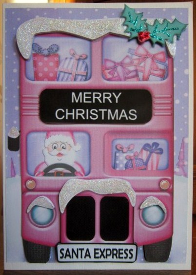 Xmas Santa Express Merry Christmas A5 3D Decoupage by Janette Ellison