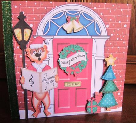 Singing Meerkat Christmas Door Quick Card & 3D Decoupage by Janette Ellison