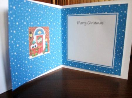 Little Owl's Present Christmas Door Matching Square Insert by Janette Ellison