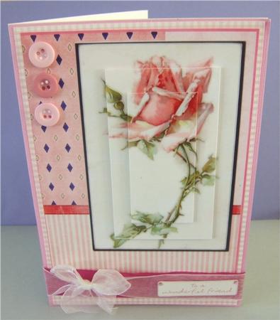 Vintage Rose Pyramage Card Topper by Janette Padley